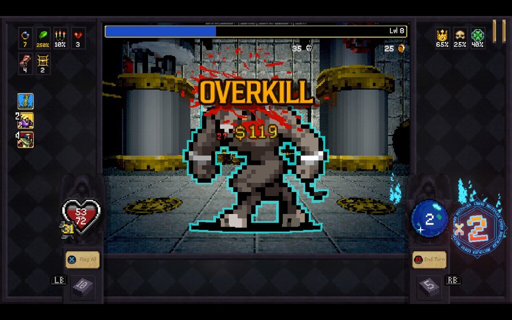 Activating an Overkill bonus in Vampire Crawlers.