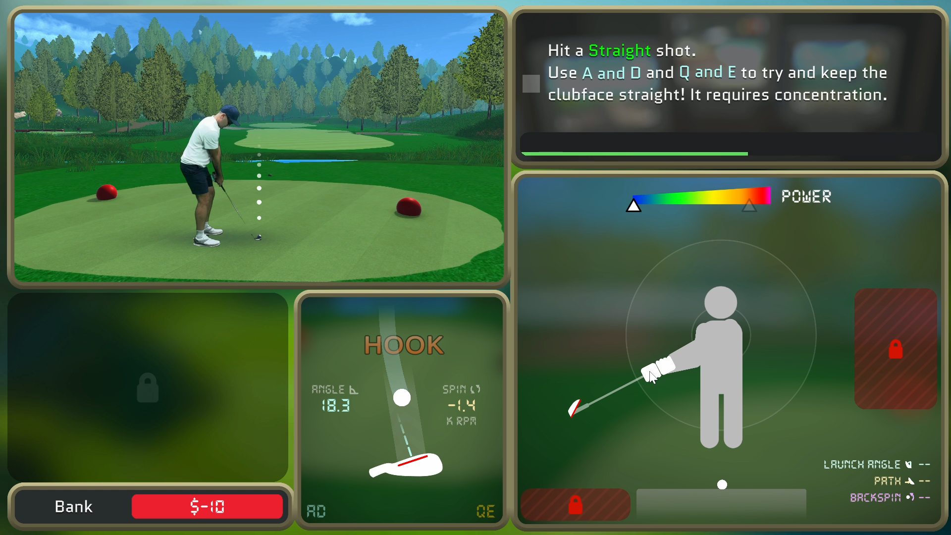Taking a shot in the first hole of Normal Golf Game.
